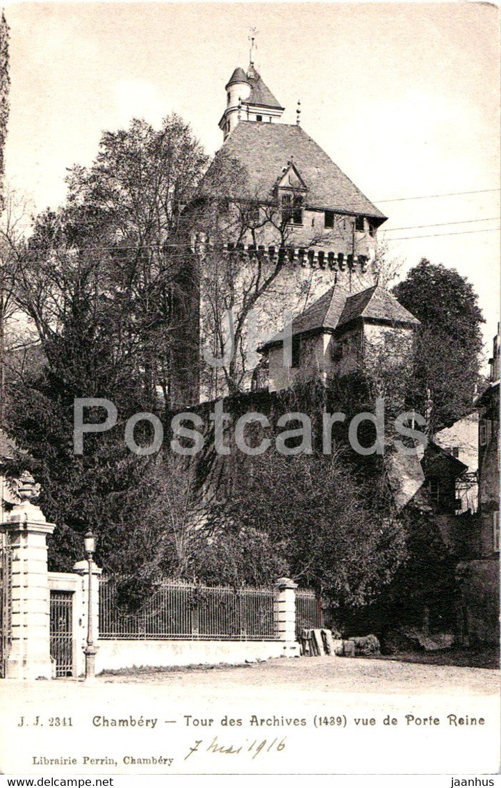 Chambery - Tour des Archives vue de Porte Reine - 2341 - old postcard - France - unused - JH Postcards