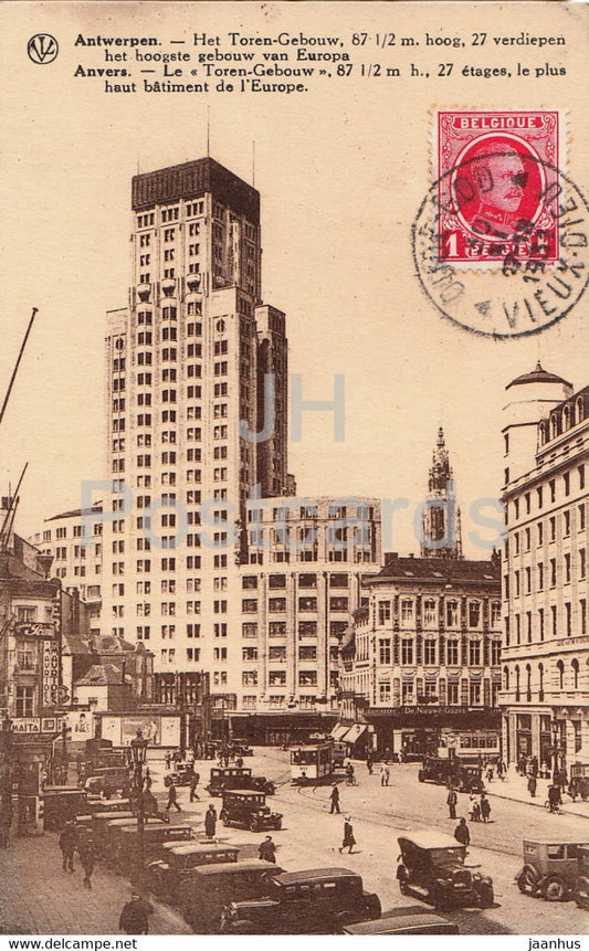 Antwerpen - Anvers - Het Toren Gebouw - old cars - old postcard - 1931 - Belgium - used - JH Postcards