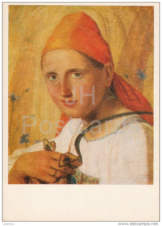 painting by A. Venetsianov - Farmer Woman with butterflies - Russian art - 1974 - Russia USSR - unused - JH Postcards
