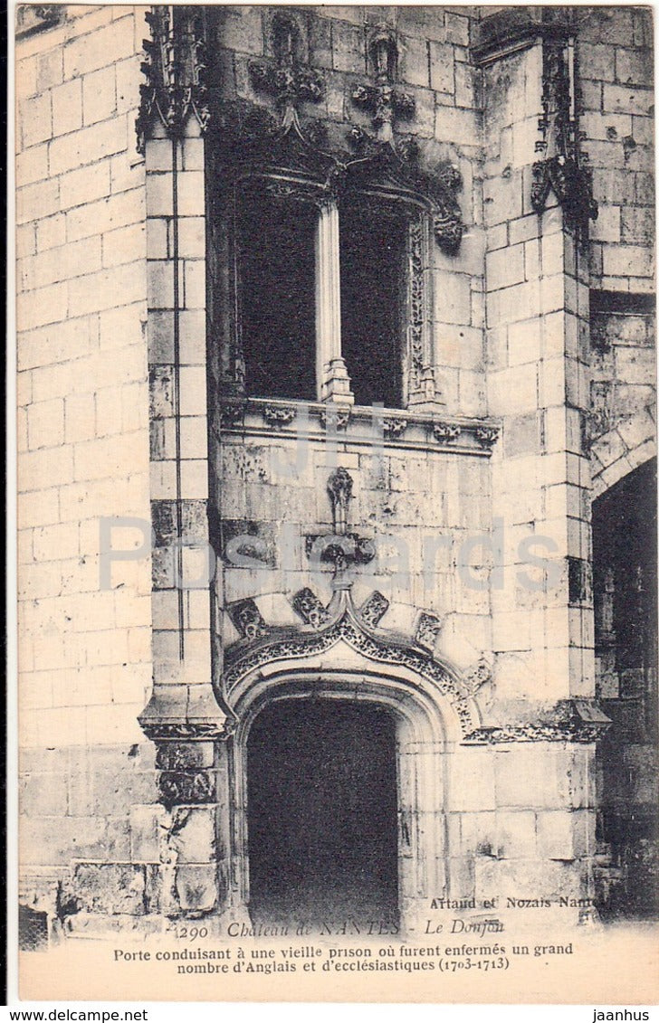Chateau de Nantes - Le Donjon - castle - 1290 - old postcard - France - unused - JH Postcards