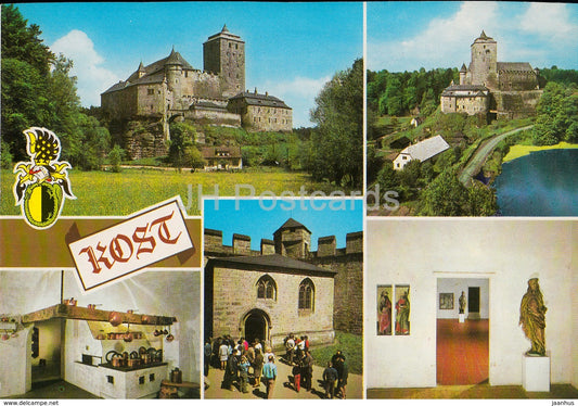 Kost castle - hotel - interior - multiview - Czechoslovakia - Czech Republic - unused - JH Postcards