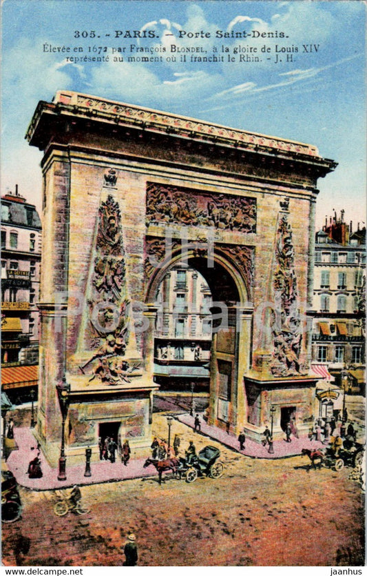 Paris - Porte Saint Denis - 305 - old postcard - 1930 - France - used - JH Postcards