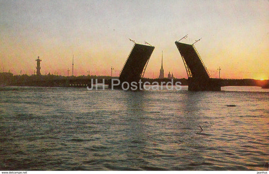 Leningrad - St. Petersburg - White night on the Neva river - bridge - 1979 - Russia USSR - unused - JH Postcards