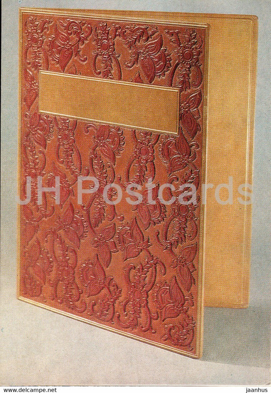 Estonian Leather Art - Cover for certificate of honor by Adamson Erik - Estonian art - 1975 - Russia USSR - unused - JH Postcards