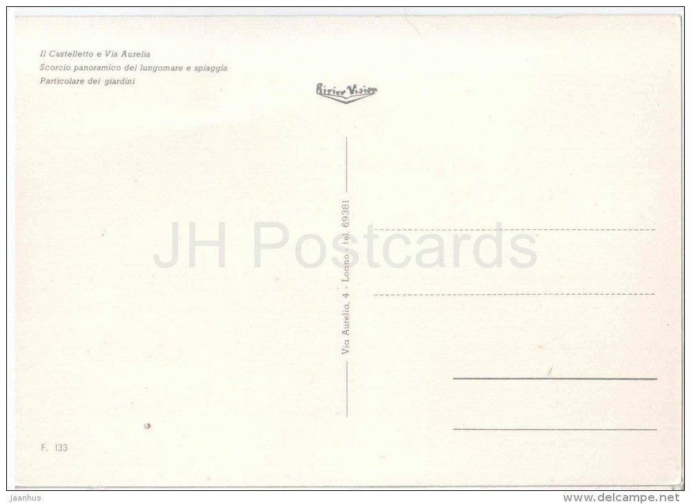 Saluti da Finale Ligure - Il Castelletto e via Aurelia -  F. 133 - Italia - Italy - unused - JH Postcards