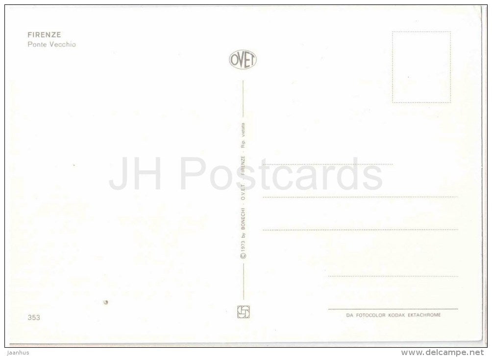 Ponte Vecchio - bridge - Firenze - Toscana - 353 - Italia - Italy - unused - JH Postcards