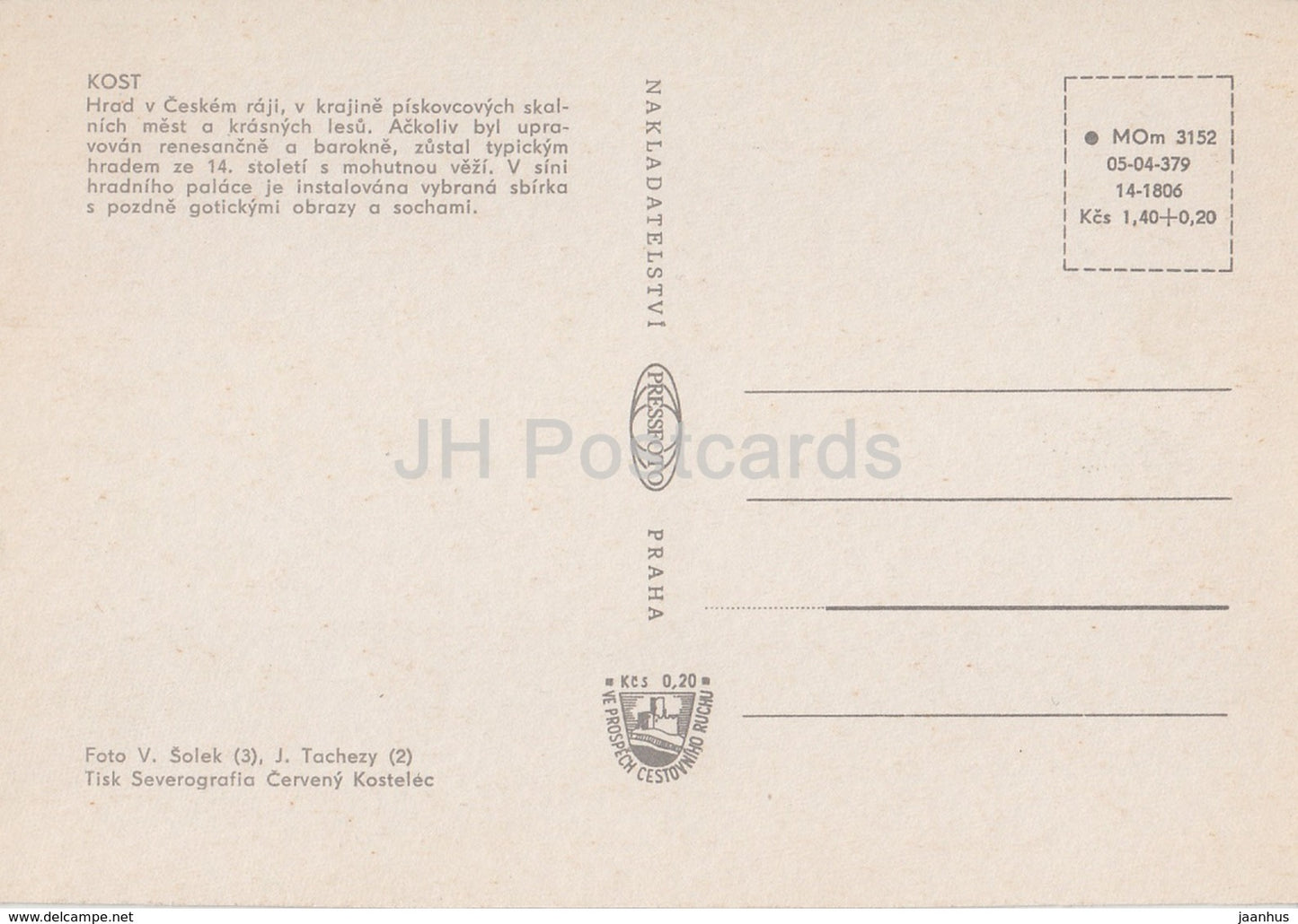 Schloss Kost - Hotel - Inneneinrichtung - Multiview - Tschechoslowakei - Tschechische Republik - unbenutzt