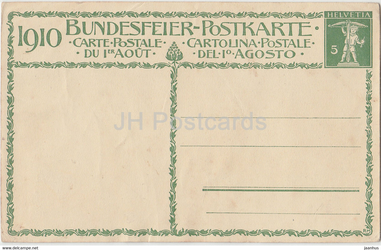 Die Wachter der Heimat Pro Patria - Bundesfeier Postkarte - carte postale ancienne - 1910 - Suisse - inutilisé