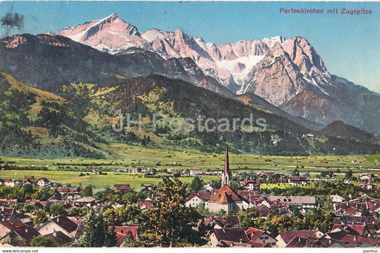 Partenkirchen mit Zugspitze - 1822 - old postcard - Germany - used - JH Postcards