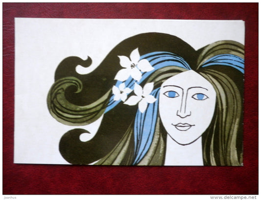 International Women's Day 8. March greeting card - illustration by V. Yershov - 1971 - Estonia USSR - used - JH Postcards