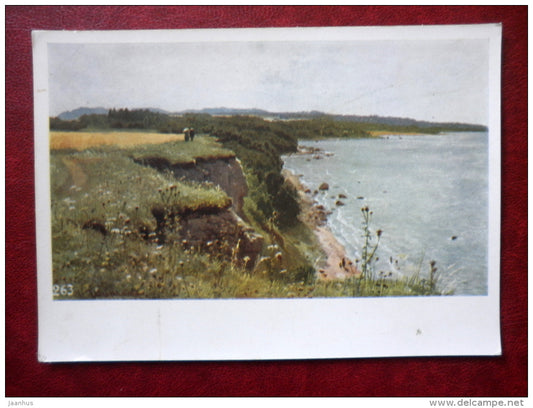 painting by I. Shishkin , The Gulf of Finland , Utria , near Narva , 1889 - seashore - russian art - unused - JH Postcards