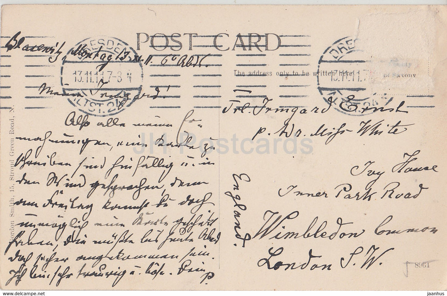 London - Hyde Park Corner - horse carriage - Gordon Smith - old postcard - 1911 - England - United Kingdom - used