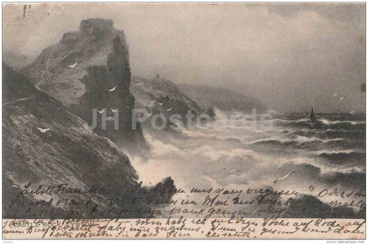 Castle Rock - Lynton - Devon - England - old postcard - used in Tsarist Russia Estonia 1904 - JH Postcards