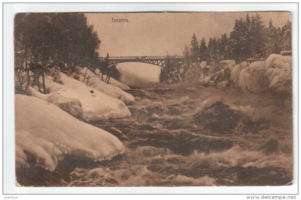 River - bridge - Imatra - Finland - old postcard - sent from Finland to Estonia 1920s Rakvere - used - JH Postcards