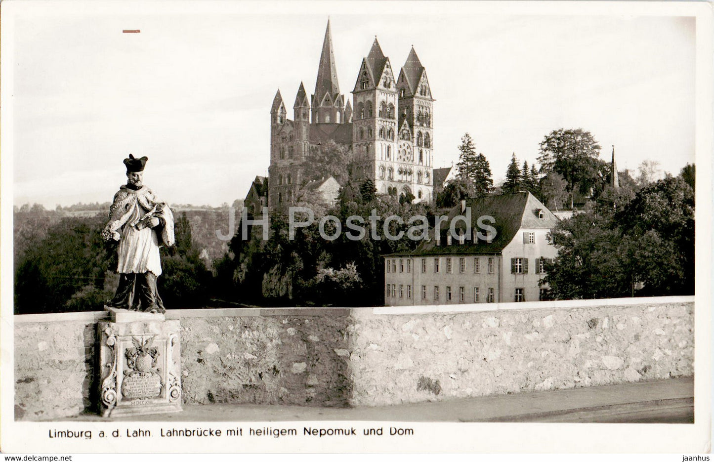 Limburg an der Lahn - Lahnbrucke mit heiligem Nepomuk und Dom - old postcard - Germany - unused - JH Postcards