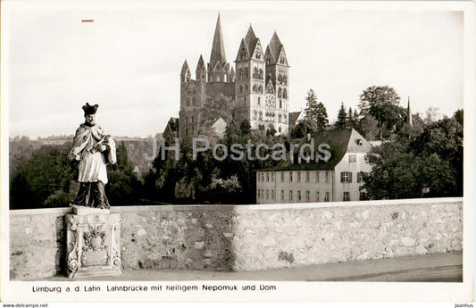 Limburg an der Lahn - Lahnbrucke mit heiligem Nepomuk und Dom - old postcard - Germany - unused - JH Postcards