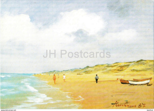 painting by Clemens Neuhaus - Am Nordseestrand - German art - Germany - unused - JH Postcards
