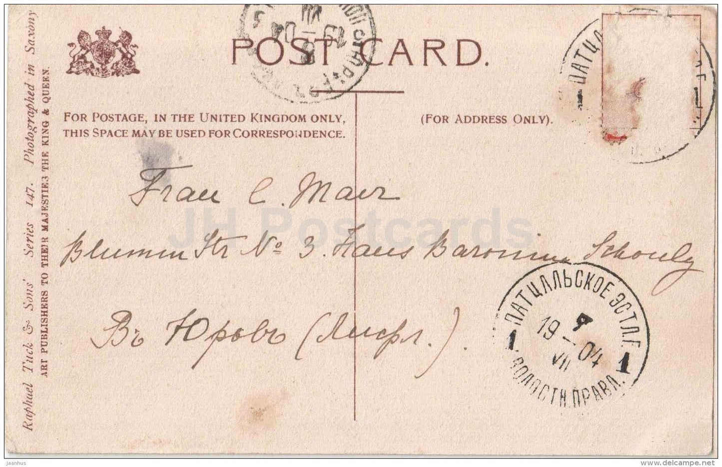 Castle Rock - Lynton - Devon - England - old postcard - used in Tsarist Russia Estonia 1904 - JH Postcards