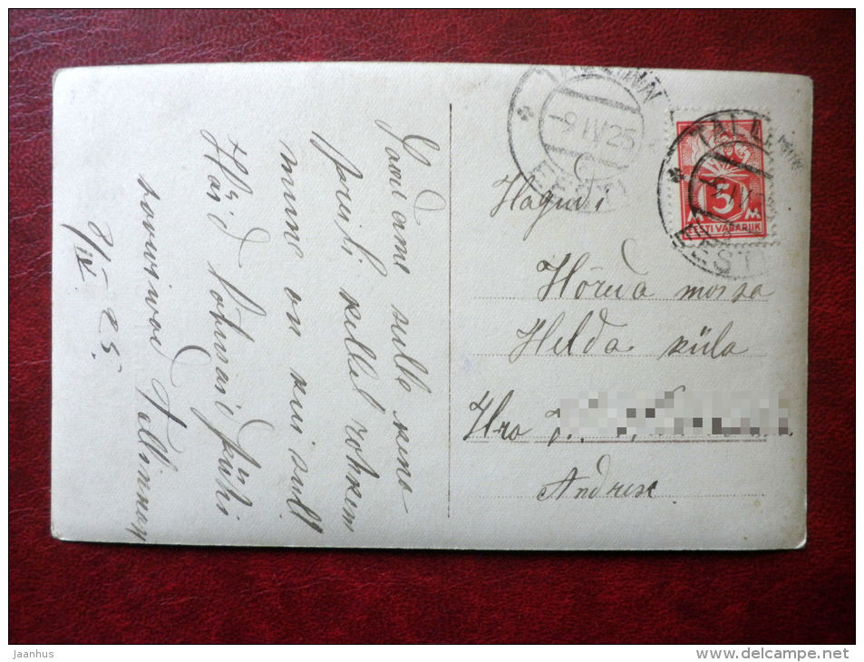 Easter Greeting Card - woman with flowers - eggs - NPG 7123/5 - circulated in Estonia 1925 , Tallinn - France - used - JH Postcards