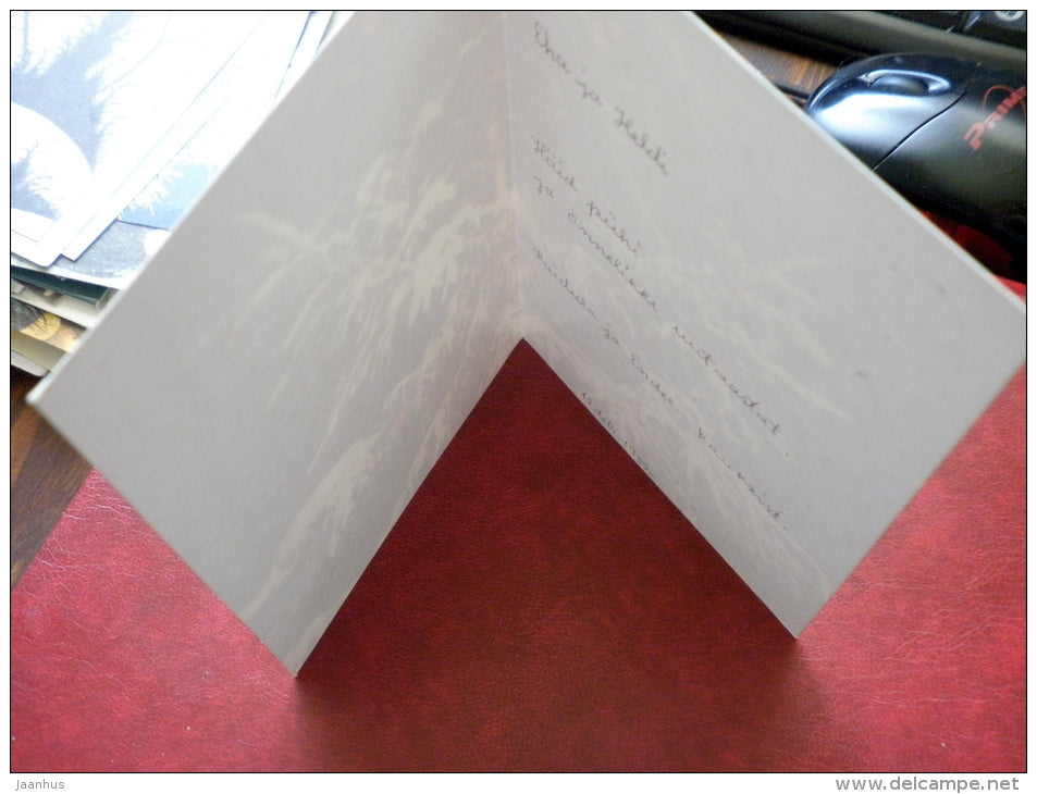 New Year Greeting card - fir tree - snow - 1988 - Estonia USSR - used - JH Postcards