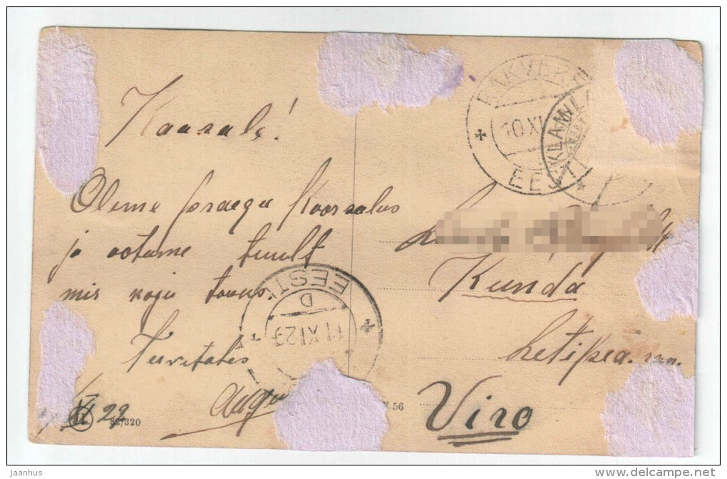 River - bridge - Imatra - Finland - old postcard - sent from Finland to Estonia 1920s Rakvere - used - JH Postcards