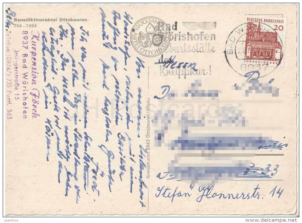 Benediktinerabtei Ottobeuren - abbey - Germany - gelaufen - JH Postcards