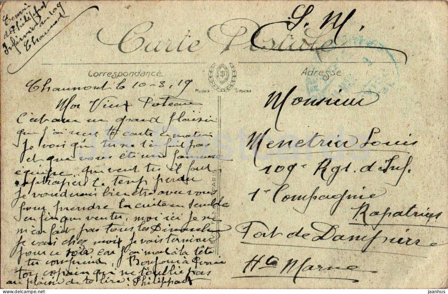 Chaumont - Eglise Saint Jean Baptiste - church - 62 - old postcard - 1919 - France - used