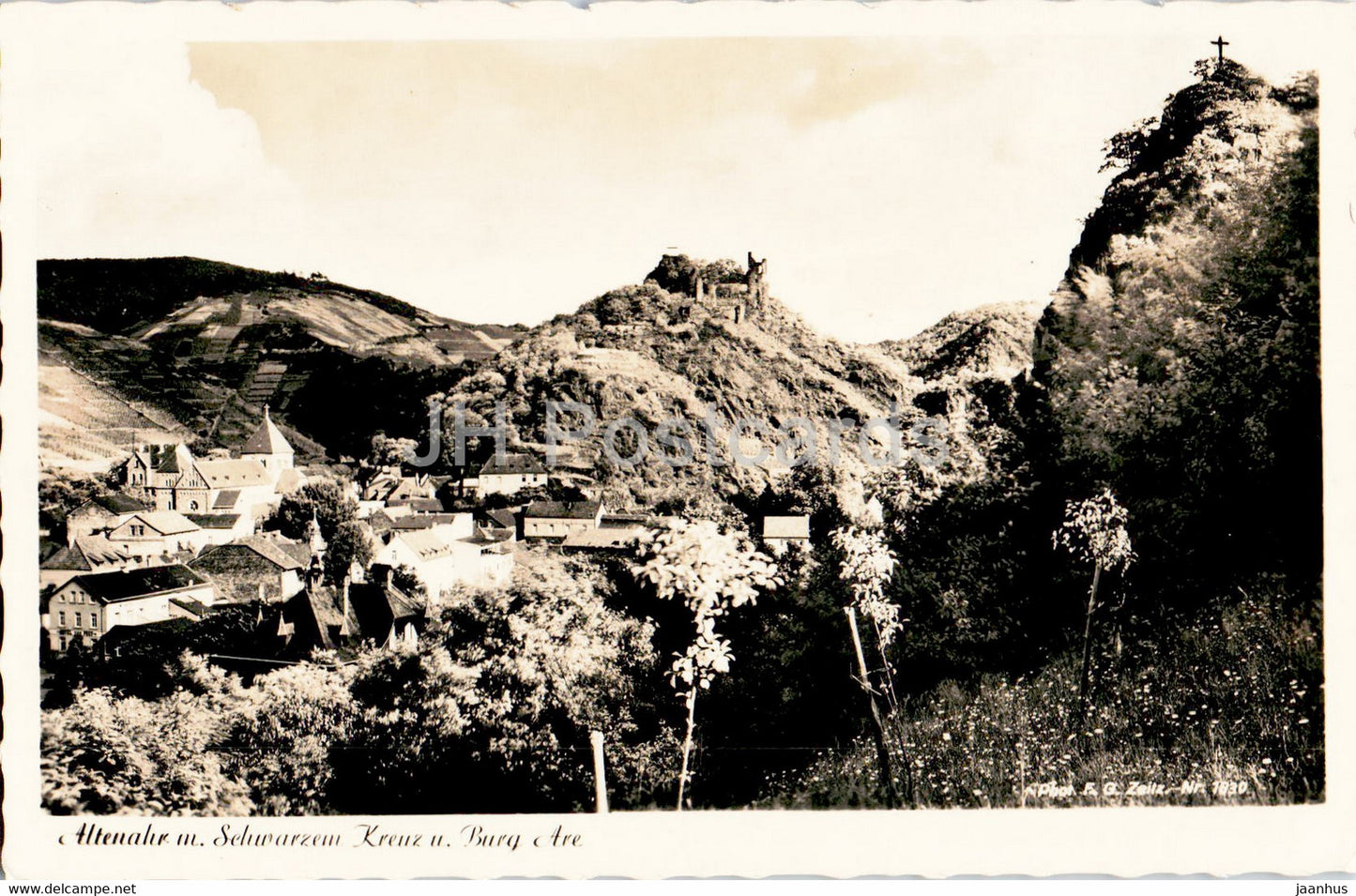 Altenahr m Kreuz u Burg Are - An der Ahr - old postcard - Germany - unused - JH Postcards