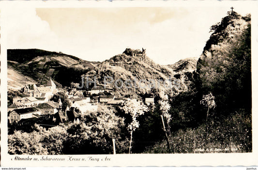 Altenahr m Kreuz u Burg Are - An der Ahr - old postcard - Germany - unused - JH Postcards