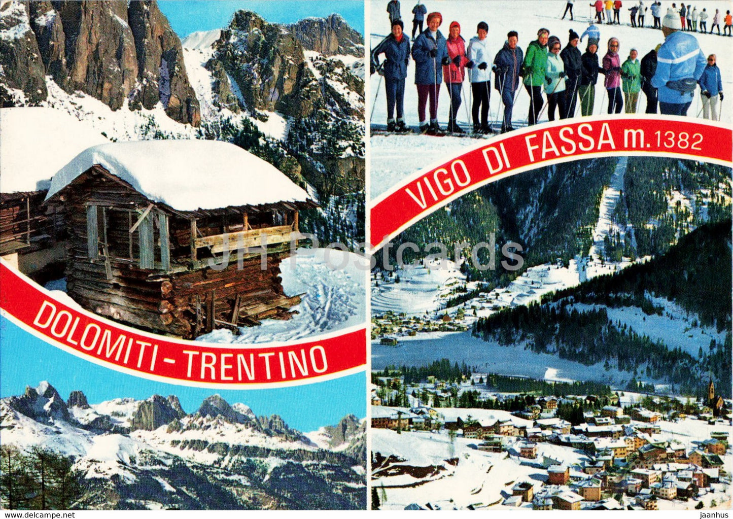 Dolomiti - Trentino - Vigo di Fassa 1382 m - skiing - 1983 - Italy - used - JH Postcards