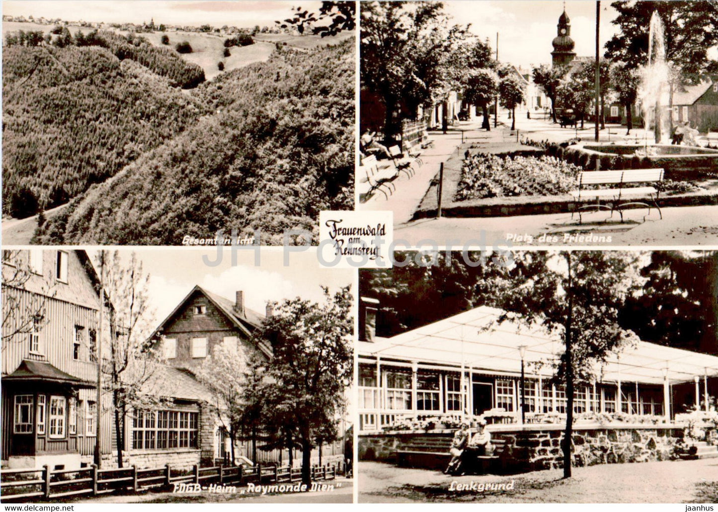 Frauenwald am Rennsteig - Platz des Friedens - FDGB Heim Raymonde Dien - Lenkgrund - old postcard - Germany DDR - unused - JH Postcards