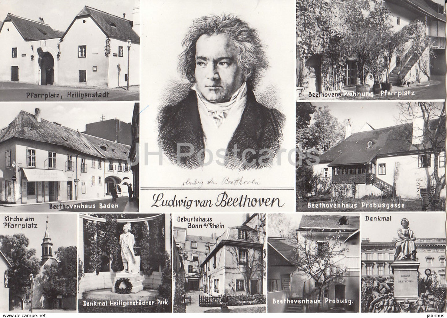 Ludwig van Beethoven - Pfarrplatz Heiligenstadt - Beethovenhaus Baden - composer - multiview - 46114 - Austria - unused - JH Postcards