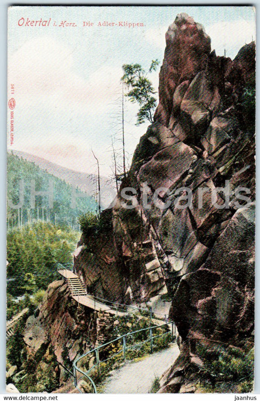 Okertal i Harz - Die Adler Klippen - old postcard - 1909 - Germany - used - JH Postcards