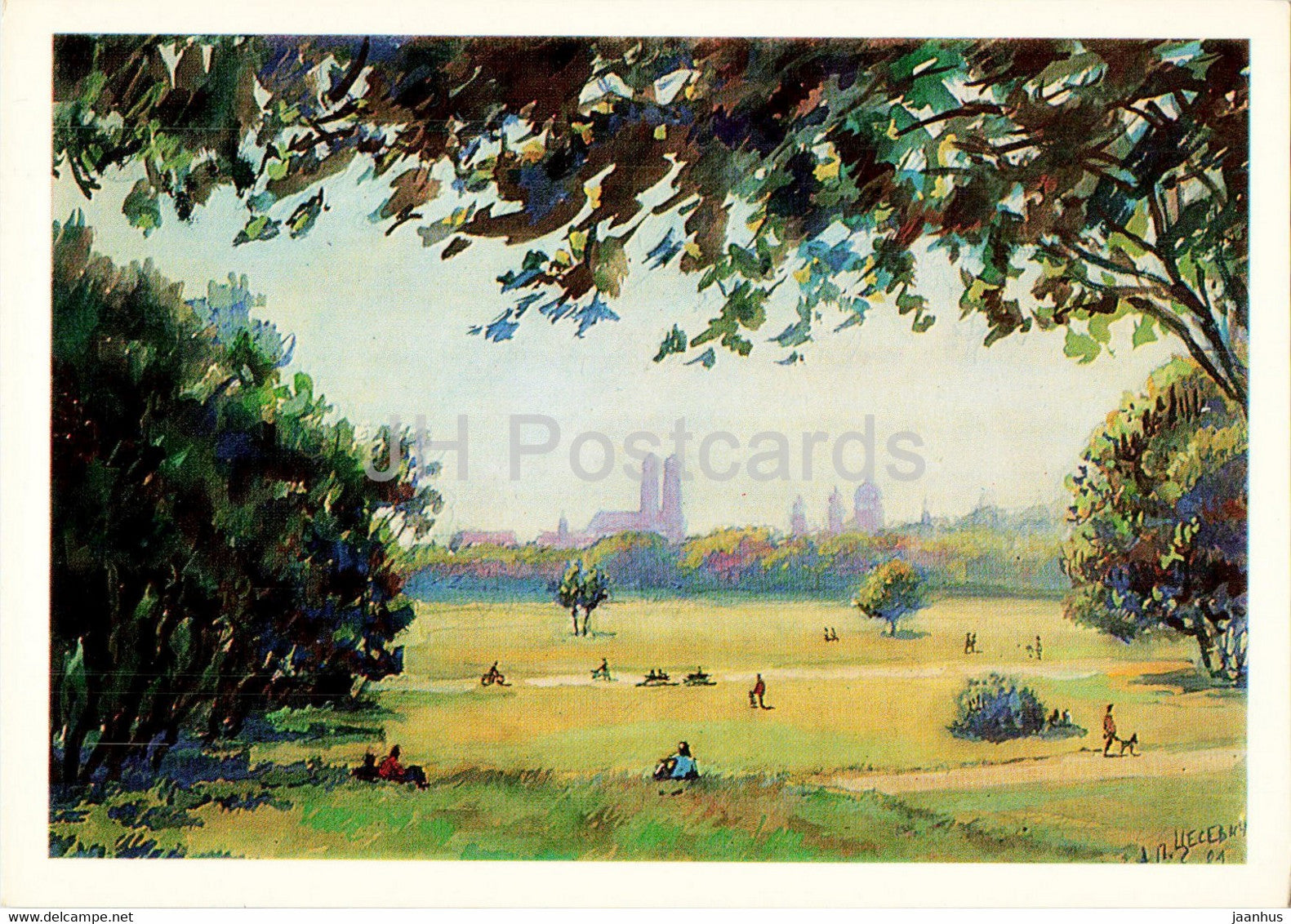 Lenin in Munchen - Munich - English Garden - illustration - 1988 - Germany - unused - JH Postcards
