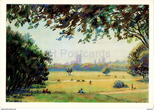 Lenin in Munchen - Munich - English Garden - illustration - 1988 - Germany - unused - JH Postcards