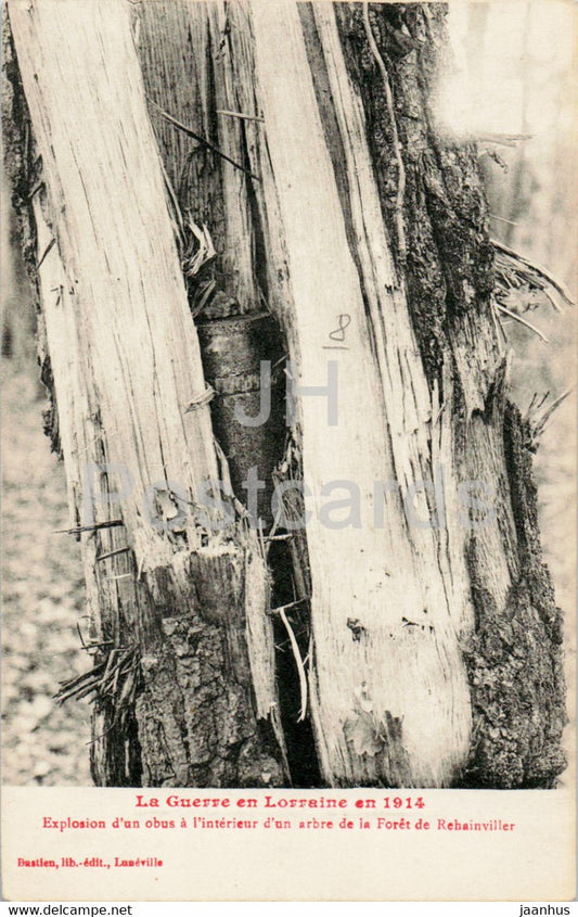 La Guerre en Lorraine en 1914 - Explosion - Foret de Rehainviller - military - old postcard - France - unused - JH Postcards