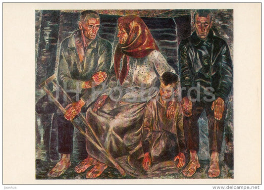 painting by A. Petritsky - Disabled War Veterans (A Mother) , 1924 - Ukrainian art - 1981 - Russia USSR - unused - JH Postcards