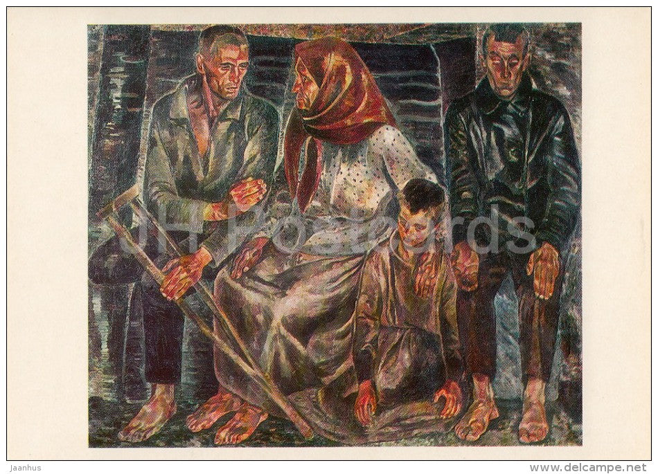painting by A. Petritsky - Disabled War Veterans (A Mother) , 1924 - Ukrainian art - 1981 - Russia USSR - unused - JH Postcards