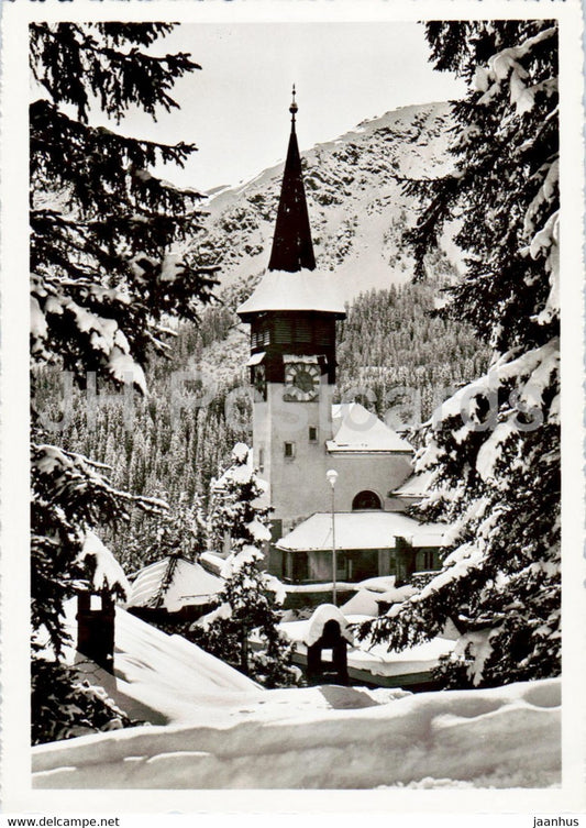 Arosa Dorfkirche - church - 1941 - old postcard - Switzerland - used - JH Postcards