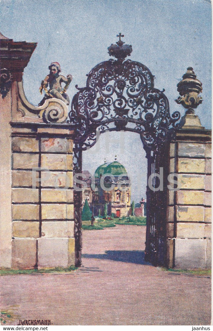 Wien - Belvedere - Oberer Eingang - illustration by J. Wachsmann - 846 - old postcard - Austria - used - JH Postcards