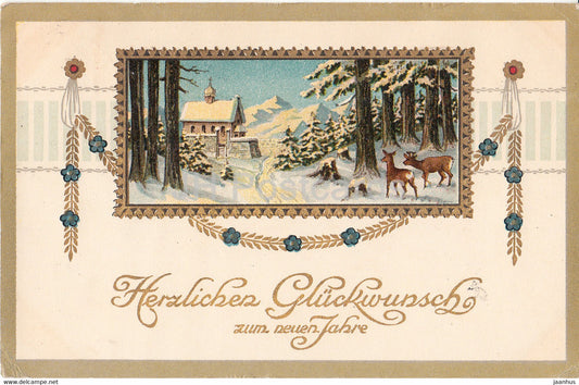 New Year Greeting Card - Herzlichen Gluckwunsch zum Neuen Jahre - Grossop - old postcard - 1919 - Switzerland - used - JH Postcards