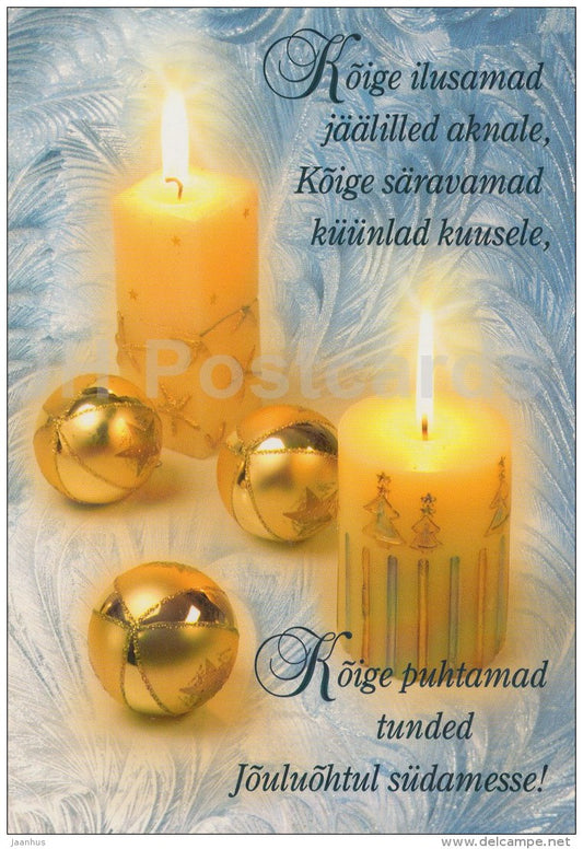 Christmas Greeting Card - candles - decorations - Estonia - used in 2006 - JH Postcards