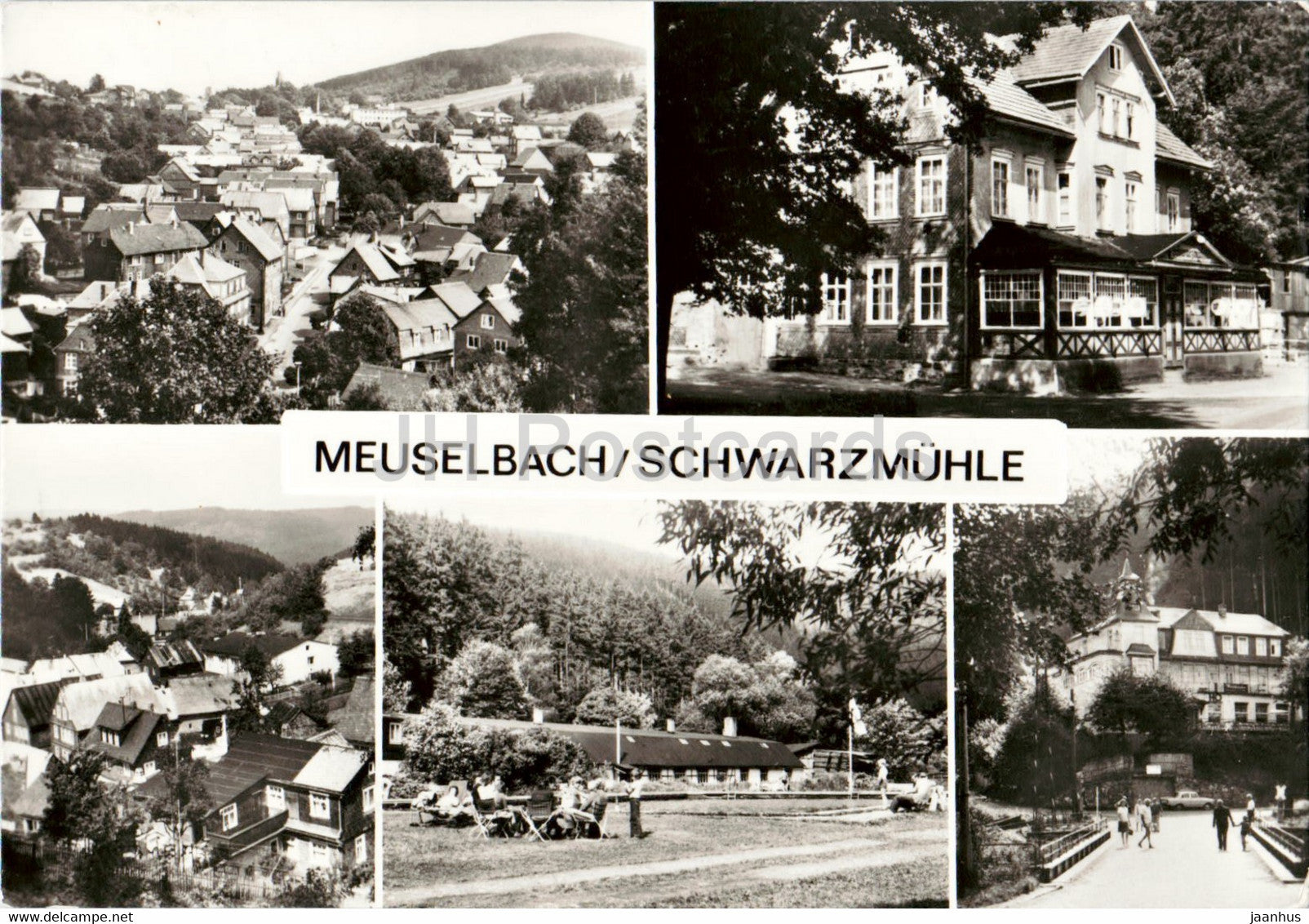 Meuselbach - Schwarzmuhle - Schwarzatal - Schwimmbad - Ferienheim Waldfrieden - Germany DDR - used - JH Postcards