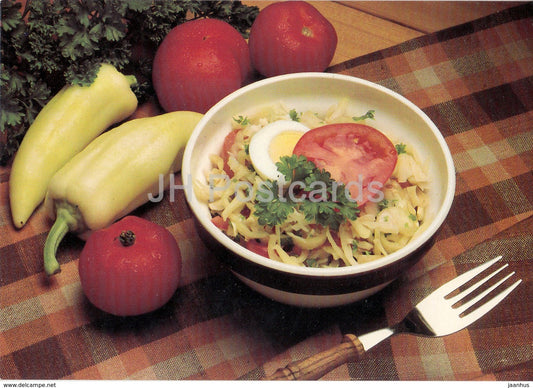Gourmet Salad - tomato - green pepper - Cheese recipes - Russia USSR - unused - JH Postcards