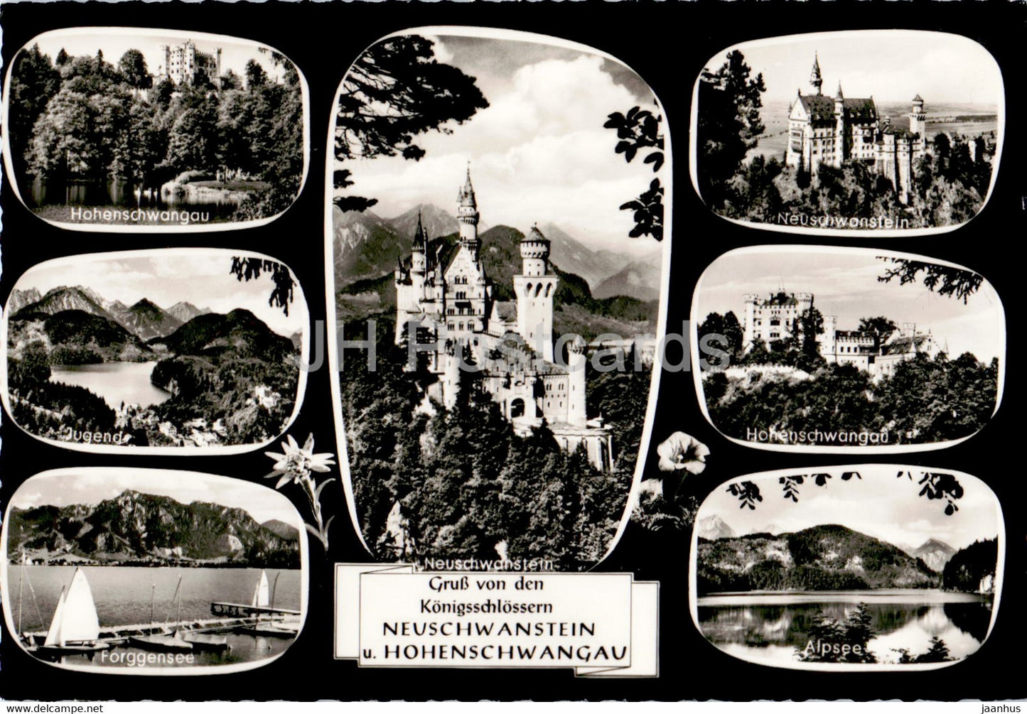 Gruss von den Konigsschlossern Neuschwanstein u Hohenschwangau - old postcard - Germany - unused - JH Postcards