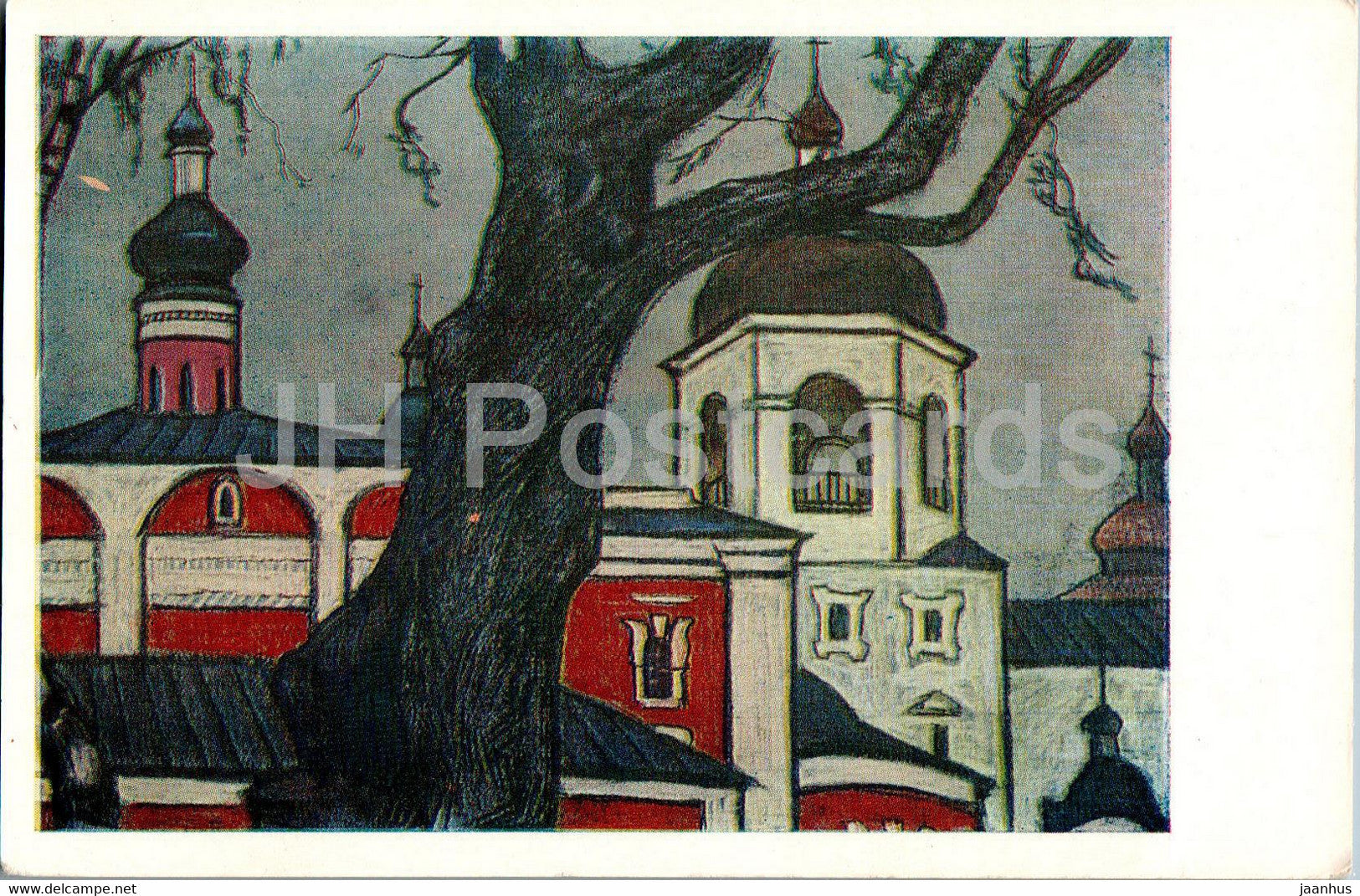painting by I. Glazunov - The Kirillo Belozersky Monastery - Russian art - 1970 - Russia USSR - unused - JH Postcards