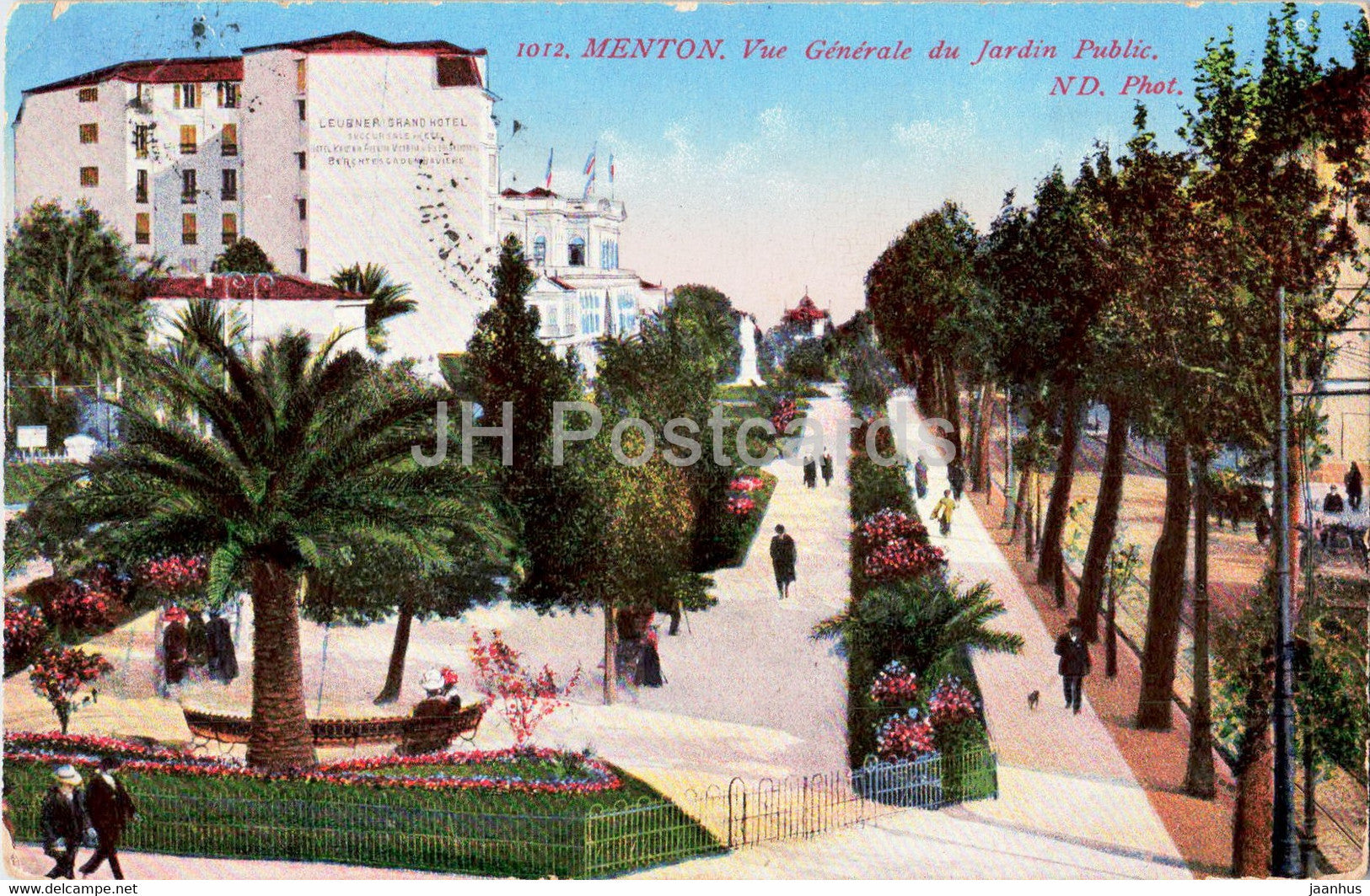 Menton - Vue Generale du Jardin Public - 1012 - old postcard - 1913 - France - used - JH Postcards