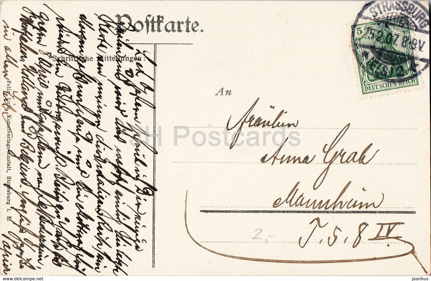 Strassburg - Strasbourg - Kaiserpalast - Palais Imperial - castle - old postcard - 1907 - France - used