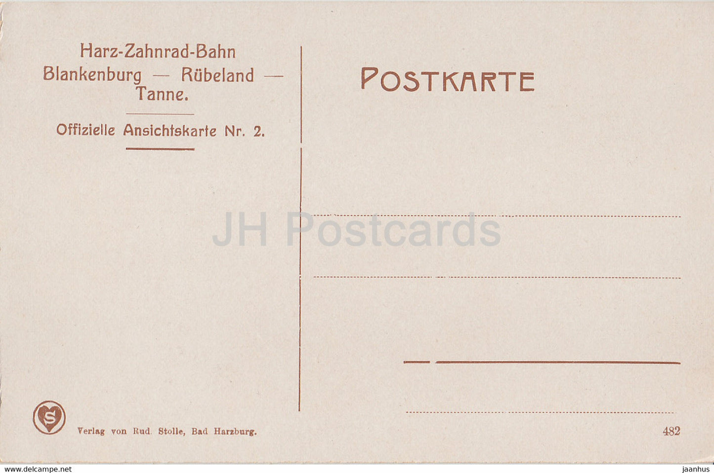 Blankenburg Harz - Der Regenstein - Harz Zahnrad Bahn Blankenburg Rubeland - Tanne 482 - old postcard - Germany - unused