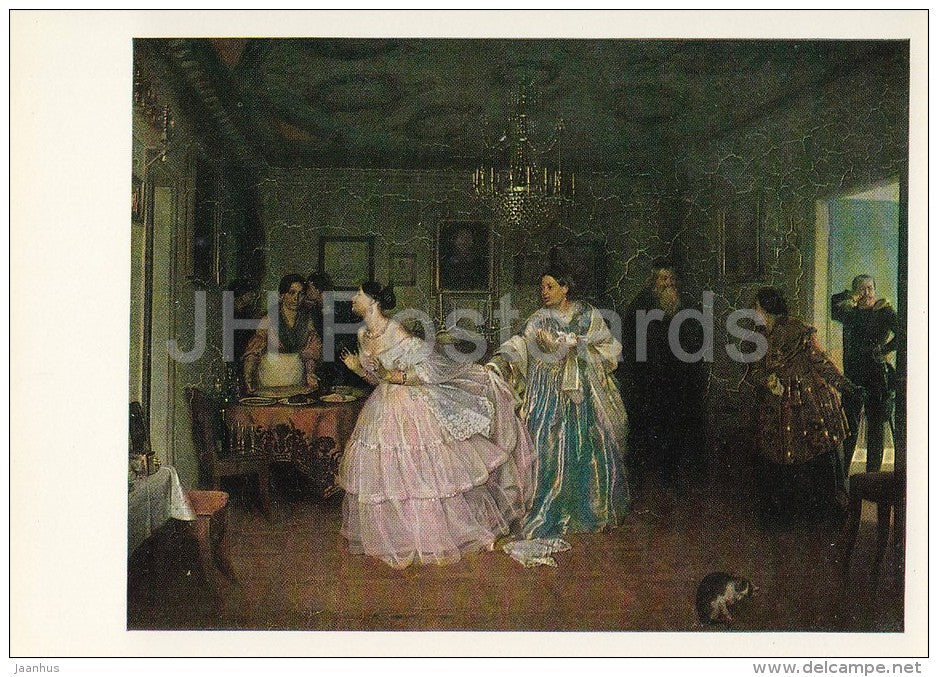 painting by P. Fedotov - Matchmaking , 1848 - Russian art - 1976 - Russia USSR - unused - JH Postcards